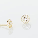 Boucles D'oreilles Puces Eleanor Fleur Or Jaune Oxyde De Zirconium - Puces Famille | Marc Orian