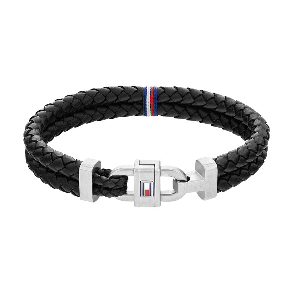Bracelet Tommy Hilfiger Carabiner Cuir De Veau Noir - Bracelets cuir Homme | Marc Orian