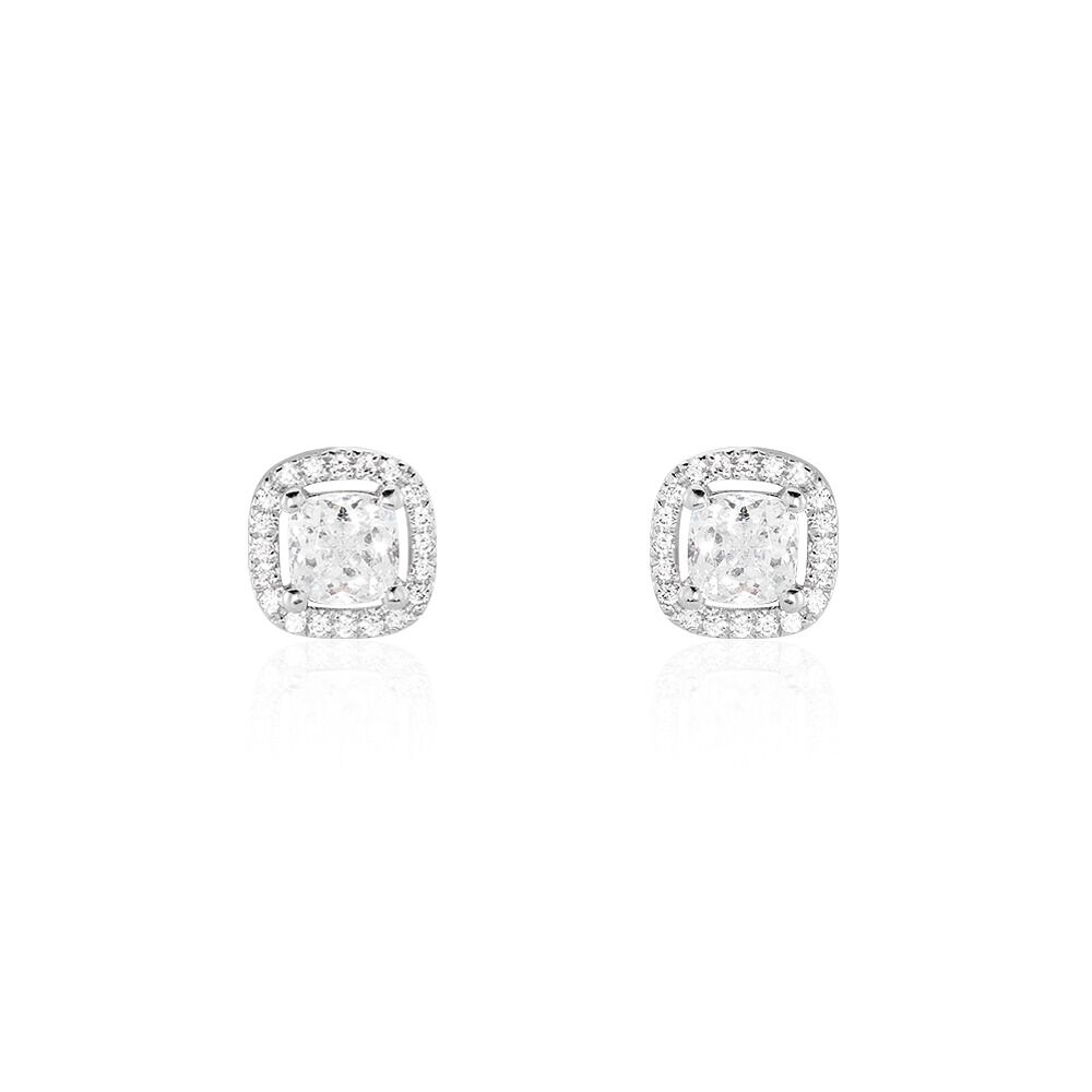 Boucles D'oreilles Puces Adrienne Or Blanc Oxyde De Zirconium - Puces Femme | Marc Orian