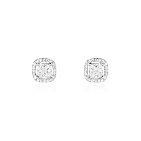 Boucles D'oreilles Puces Adrienne Or Blanc Oxyde De Zirconium - Puces Femme | Marc Orian