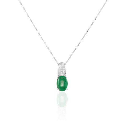 Collier Crista Or Blanc Emeraude Et Diamant - Colliers avec pierres Femme | Marc Orian