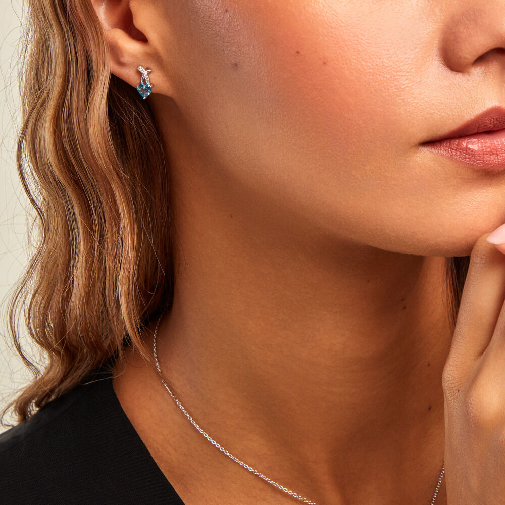 Boucles D'oreilles Puces Avalon Argent Blanc Oxyde De Zirconium - Puces Femme | Marc Orian