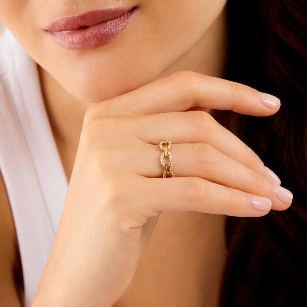 Bague Miki Argent Dor&eacute; A L'Or 750/1000 Oxyde De Zirconium - Bagues avec pierre Femme | Marc Orian