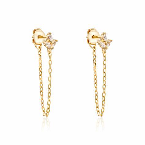 Boucles D'oreilles Pendantes Erma Plaqué Or Doré Oxyde De Zirconium - Pendantes Femme | Marc Orian