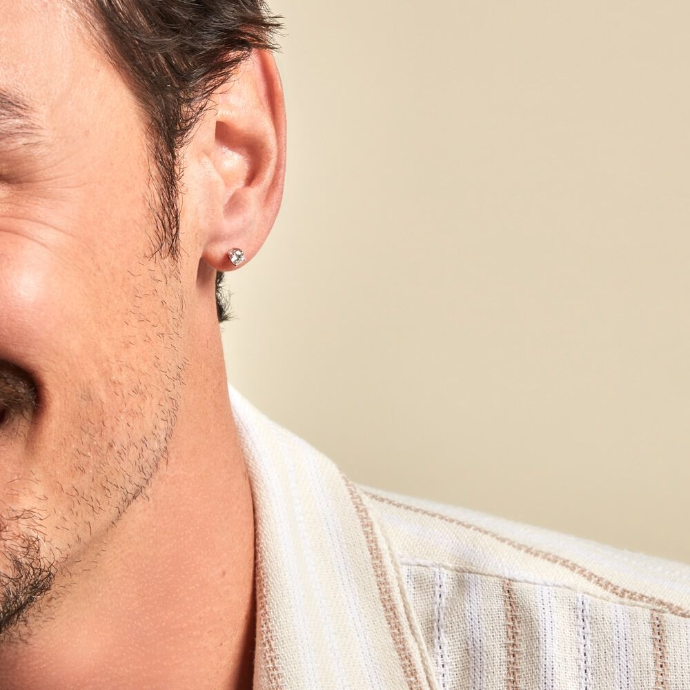 Boucles D'oreilles Puces Aphrodite Or Blanc Diamants - Puces Homme | Marc Orian