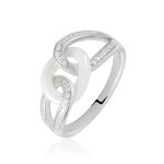 Bague Link Argent Blanc C&eacute;ramique Et Oxyde De Zirconium - Bagues avec pierre Femme | Marc Orian