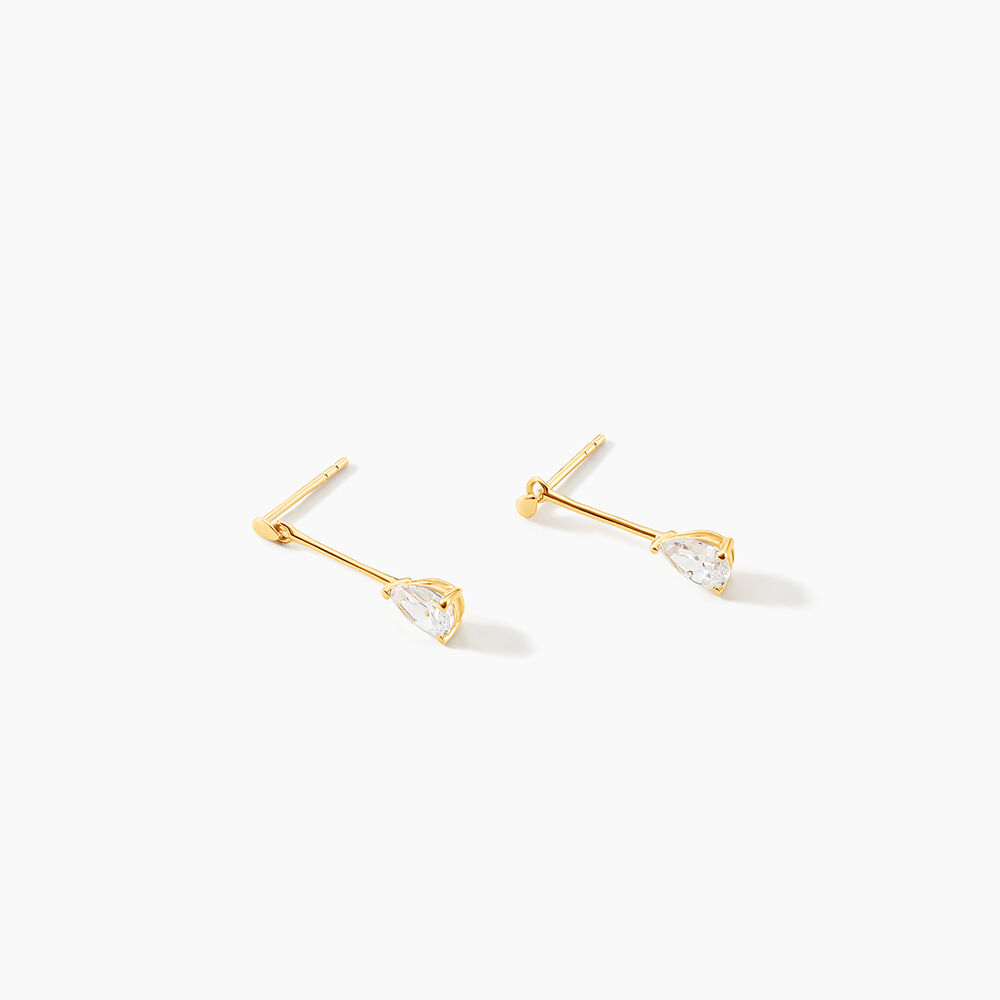 Boucles D'oreilles Pendantes Goutte Or Jaune Oxyde De Zirconium - Pendantes Femme | Marc Orian