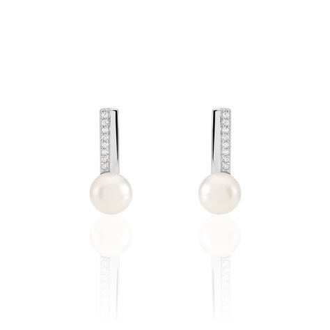 Boucles D'oreilles Pendantes Kathy Argent  Perle De Culture Et Oxyde - Pendantes Femme | Marc Orian