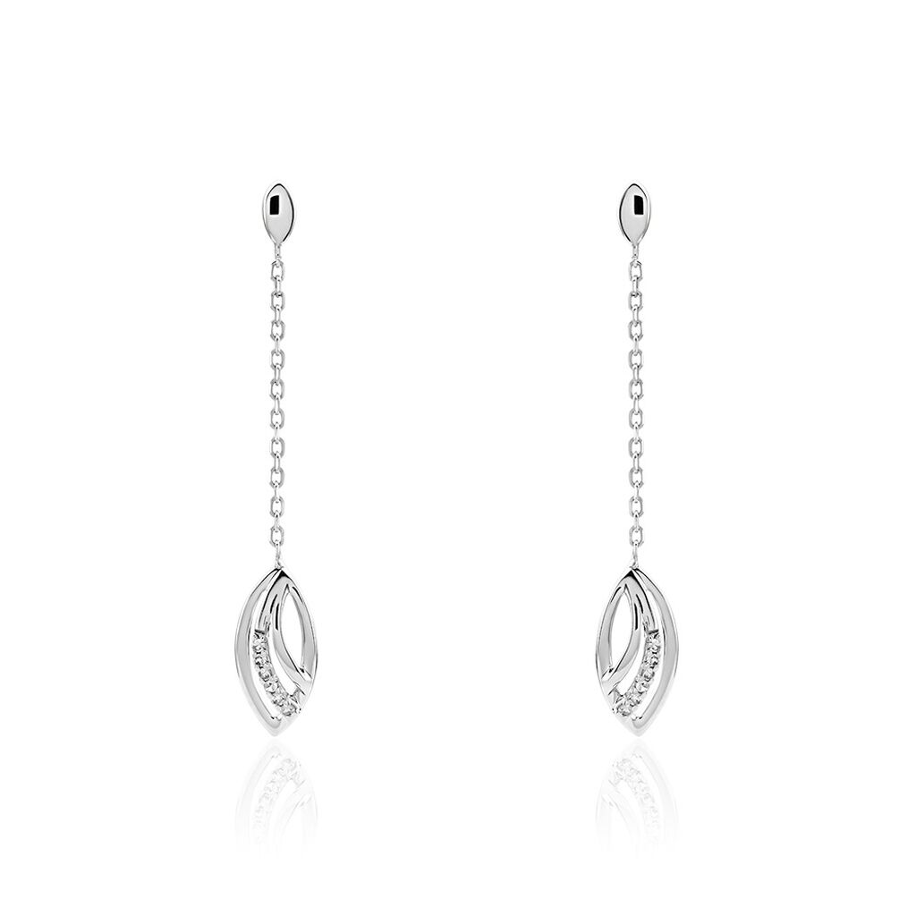Boucles D'oreilles Pendantes Or Blanc Aatami Diamants - Pendantes Femme | Marc Orian