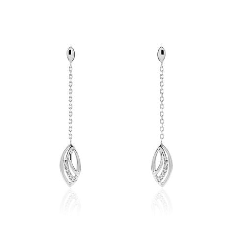 Boucles D'oreilles Pendantes Or Blanc Aatami Diamants - Pendantes Femme | Marc Orian
