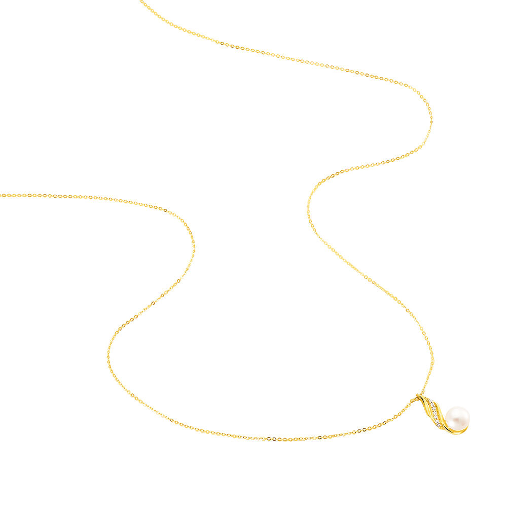 Collier Leta Or Jaune Perle De Culture Et Oxyde De Zirconium - Colliers avec pierres Femme | Marc Orian