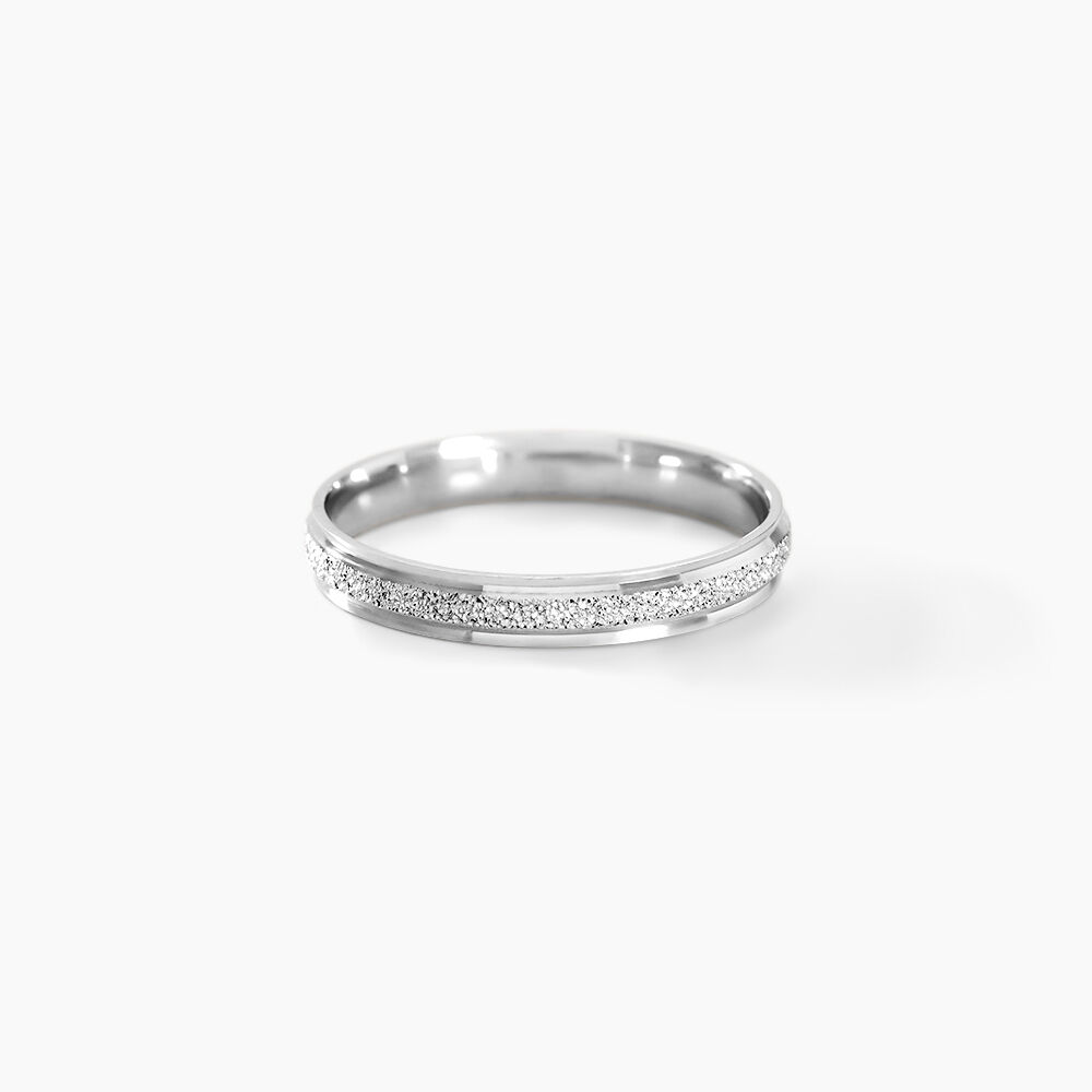 Alliance Caroline Sablee Ruban Plat Or Blanc - Alliances duo Femme | Marc Orian