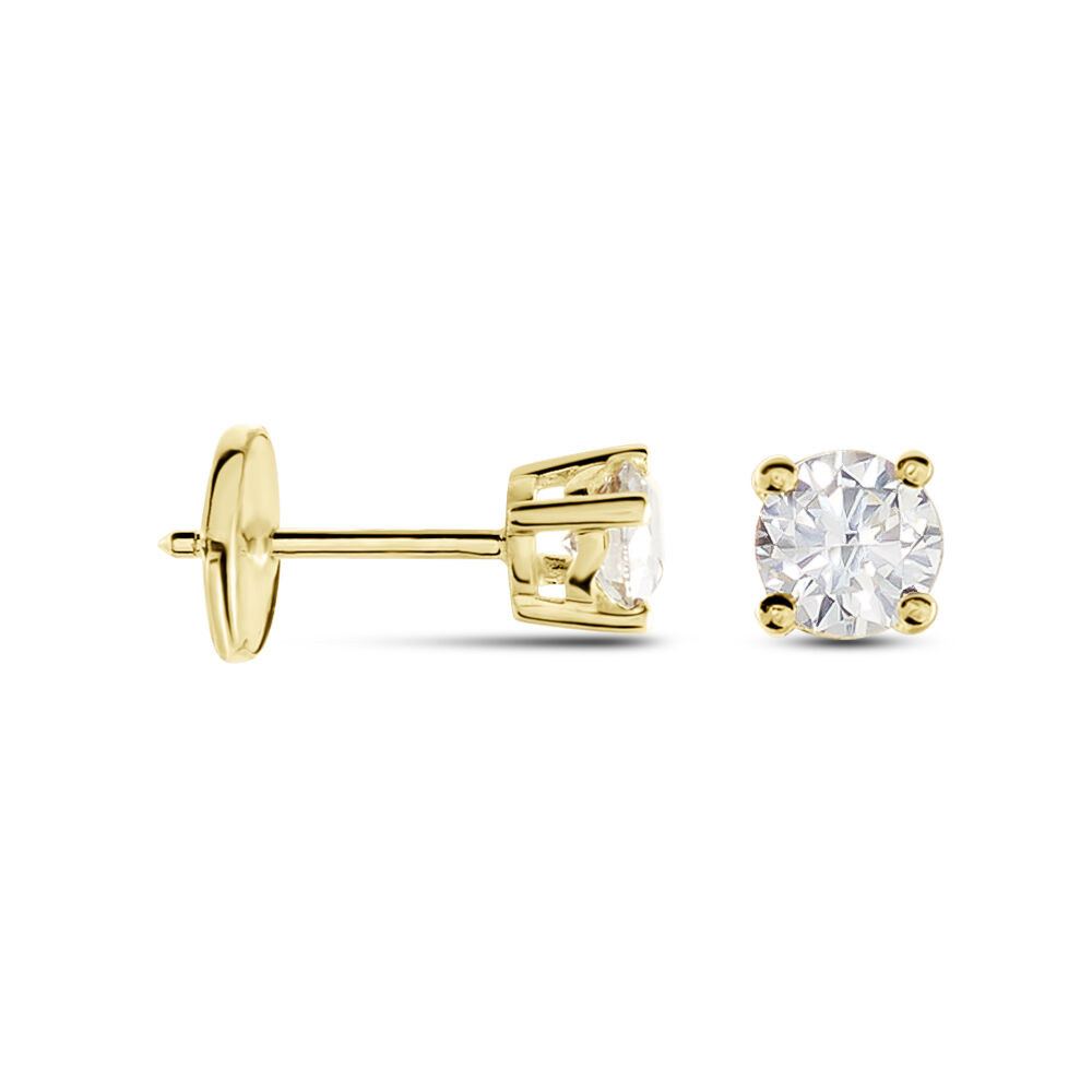 Boucles D'oreilles Puces Or Jaune Victoria Diamants - Puces Femme | Marc Orian