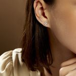 Boucles D'oreilles Puces Eluf C&oelig;ur Or Blanc Oxyde De Zirconium - Puces Femme | Marc Orian