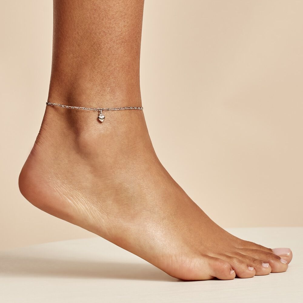 Chaîne De Cheville Laurelyn Maille Alternee 1/1 Argent Blanc - Chaines de cheville Femme | Marc Orian
