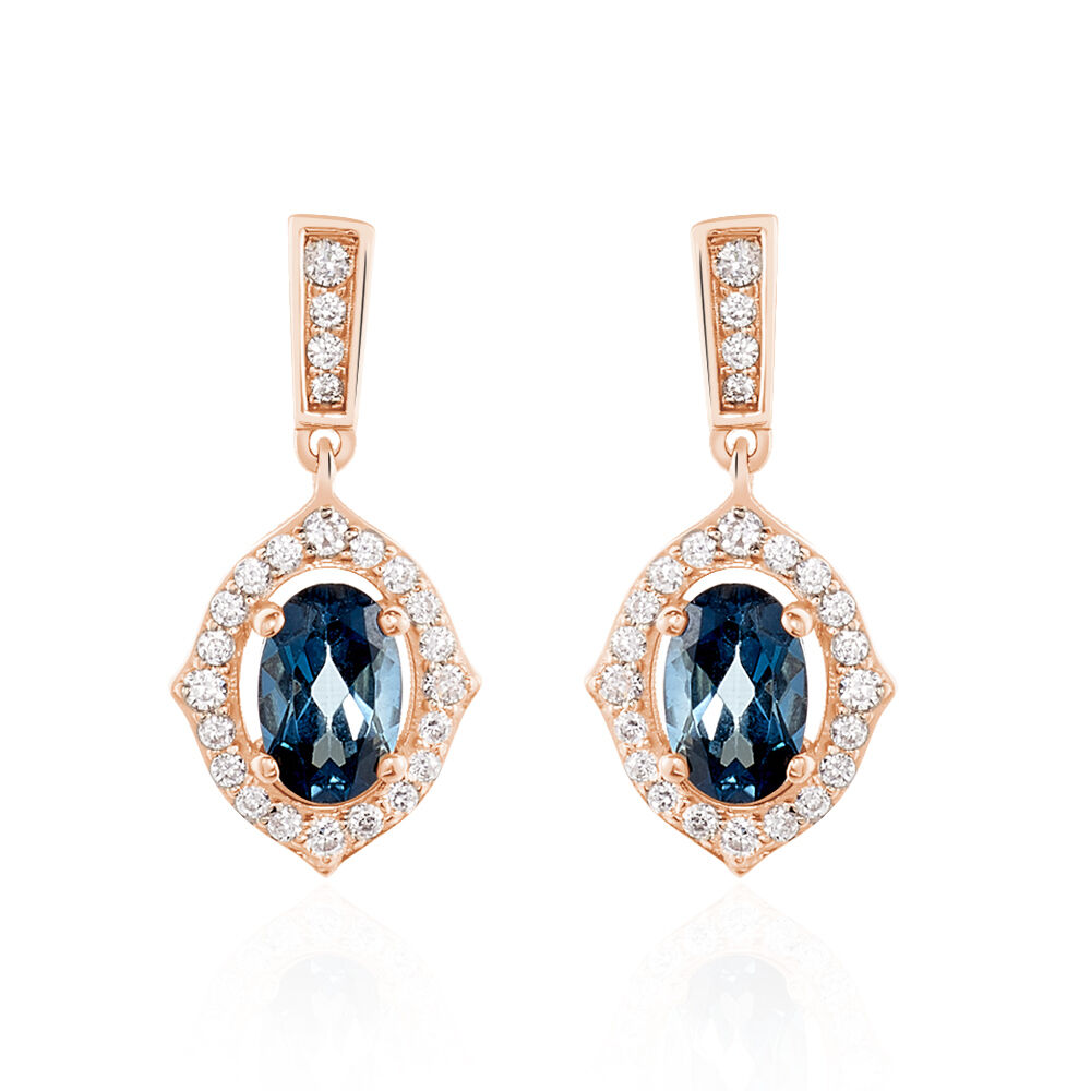 Boucles D'oreilles Pendantes Janna Or Rose Topaze Et Oxyde - Pendantes Femme | Marc Orian