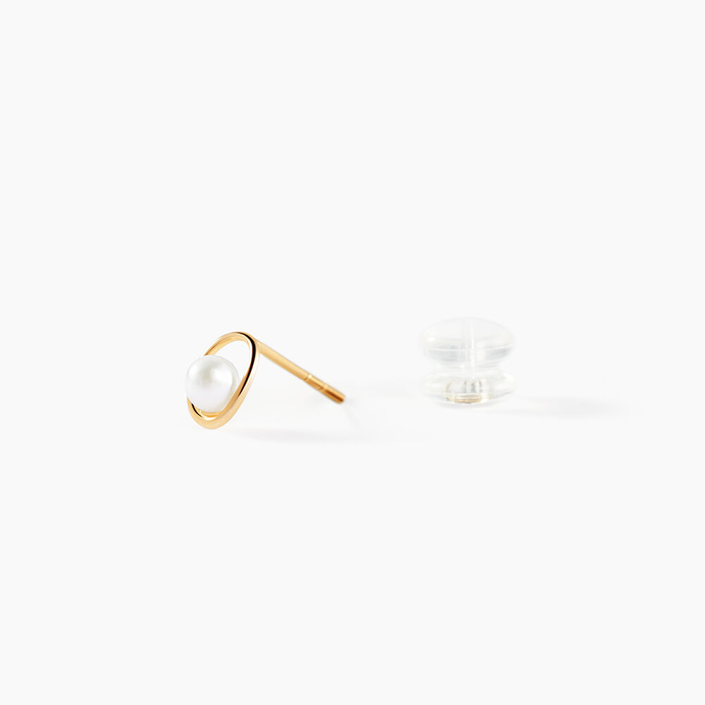 Boucles D'oreilles Puces Bastina Or Jaune Perle De Culture - Puces Femme | Marc Orian