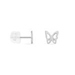 Boucles D'oreilles Puces Filippa Papillon Or Blanc - Puces Femme | Marc Orian