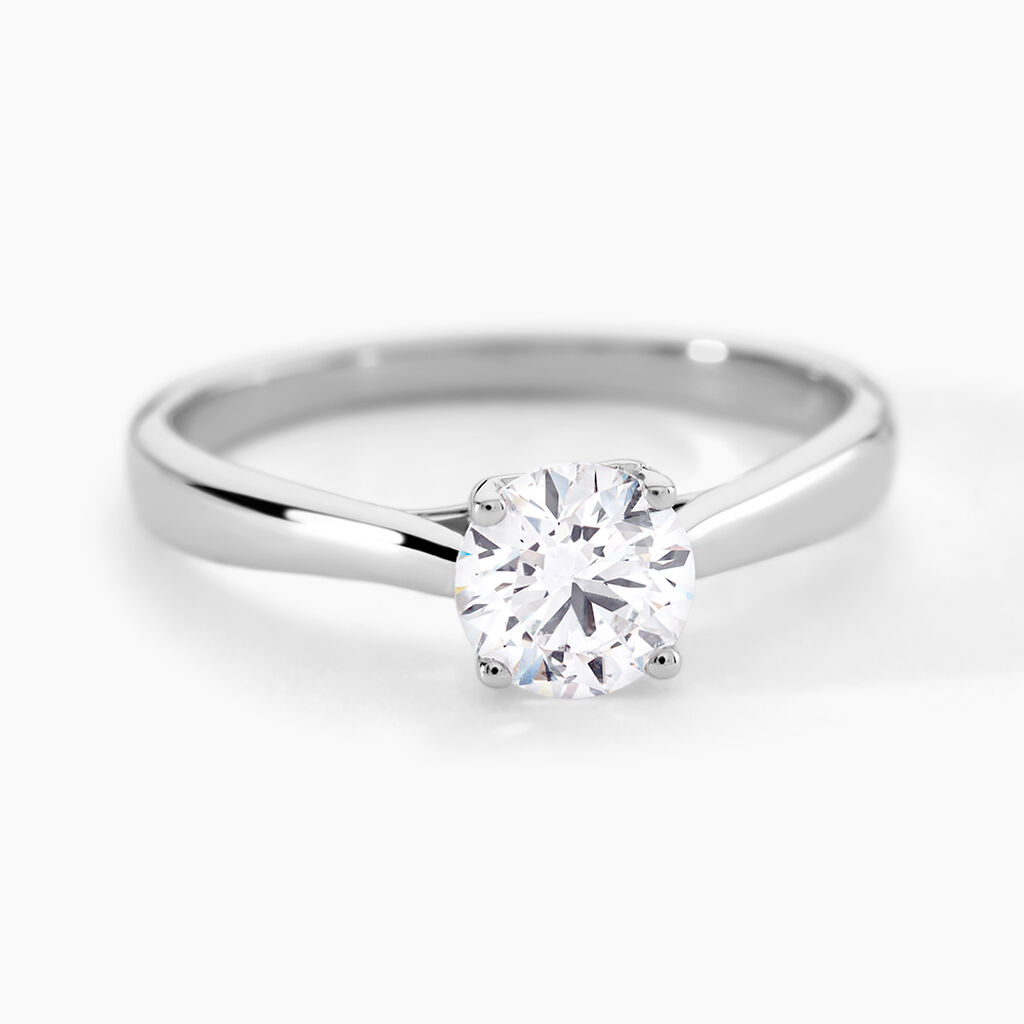 Bague Solitaire Vicoeuria Or Blanc Diamant Synth&eacute;tique - Solitaires Femme | Marc Orian