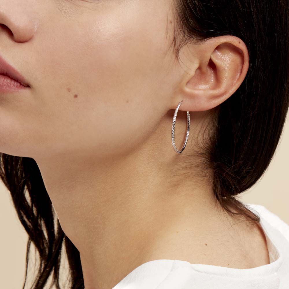 Créoles Argent Blanc Agathe - Créoles Femme | Marc Orian