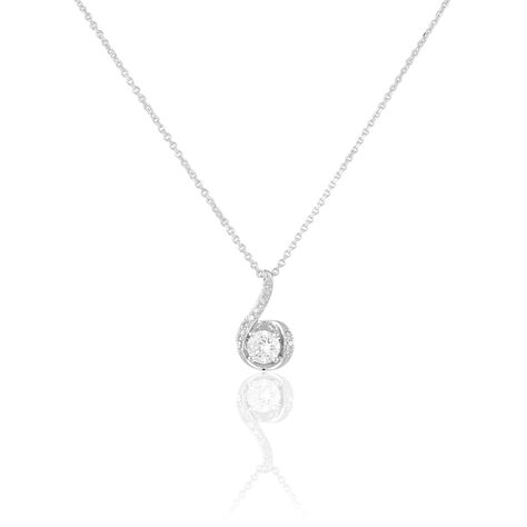 Collier Vrille Accompagnee Or Blanc Diamant - Colliers avec pierres Femme | Marc Orian