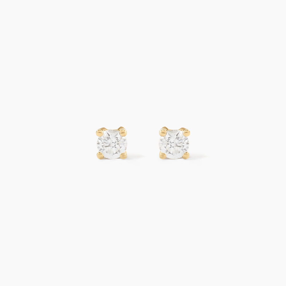 Boucles D'oreilles Puces Aphrodite Or Jaune Diamant - Puces Famille | Marc Orian