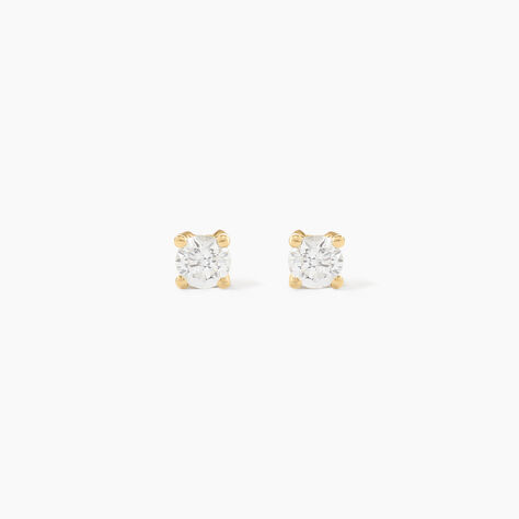 Boucles D'oreilles Puces Aphrodite Or Jaune Diamant - Puces Famille | Marc Orian
