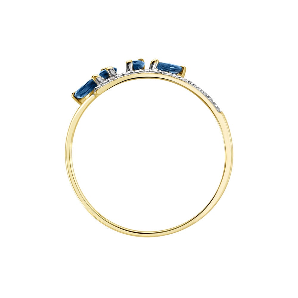 Bague Navette Or Jaune Saphir Diamant - Bagues vintage Femme | Marc Orian