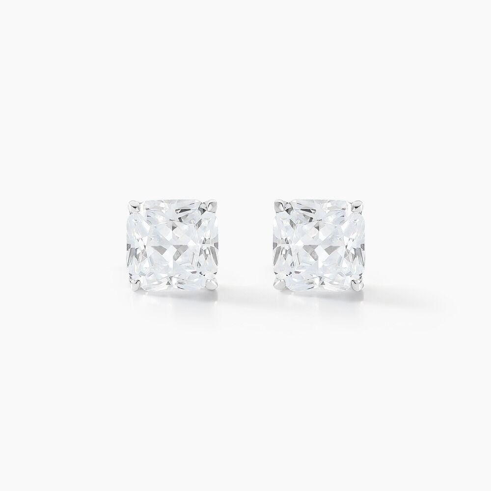 Boucles D'oreilles Puces Doreen Carre Or Blanc Oxyde De Zirconium - Puces Femme | Marc Orian