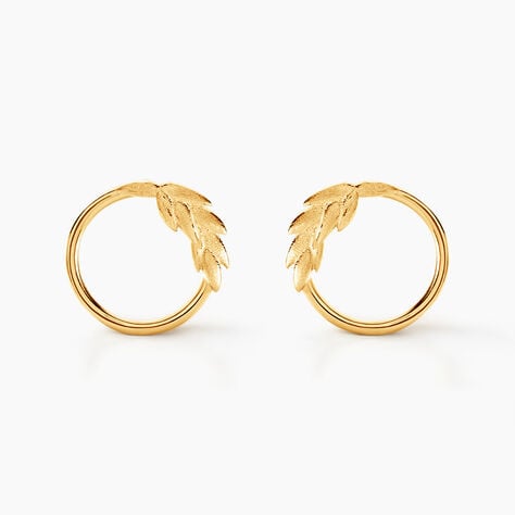 Boucles D'oreilles Puces Foliel Or Jaune - Puces Femme | Marc Orian