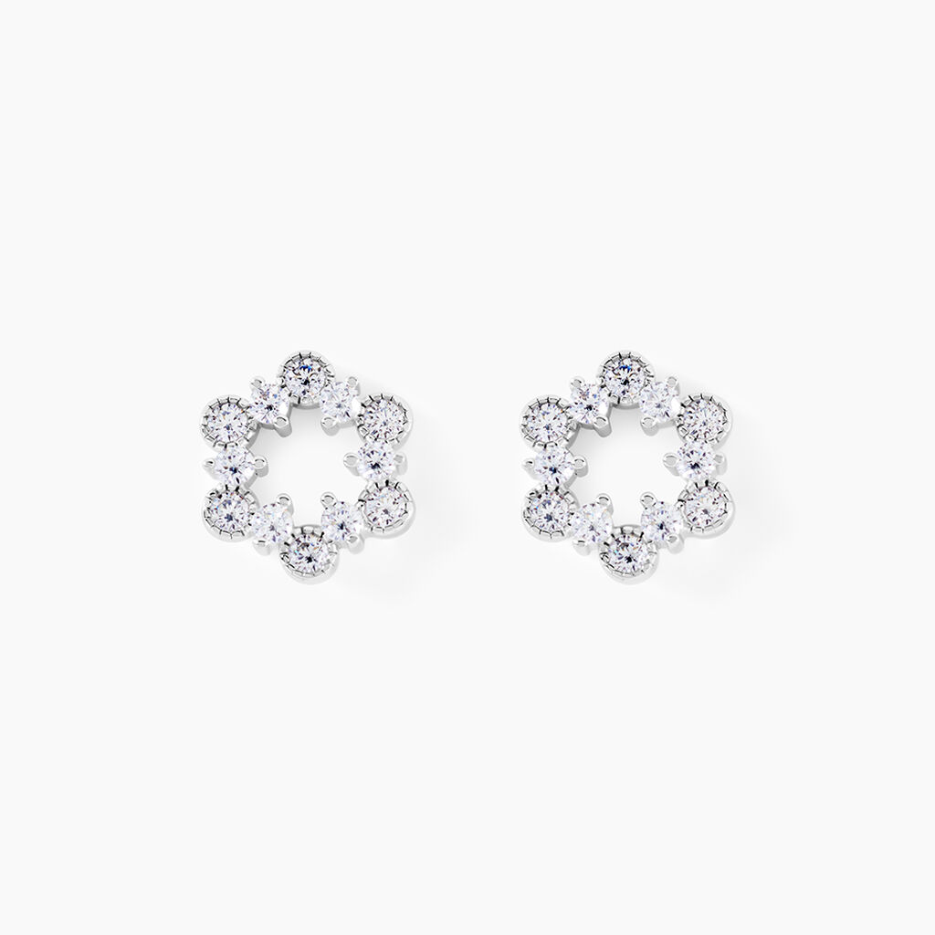 Boucles D'Oreilles Puces Astrea Argent Blanc Oxyde De Zirconium - Puces Femme | Marc Orian