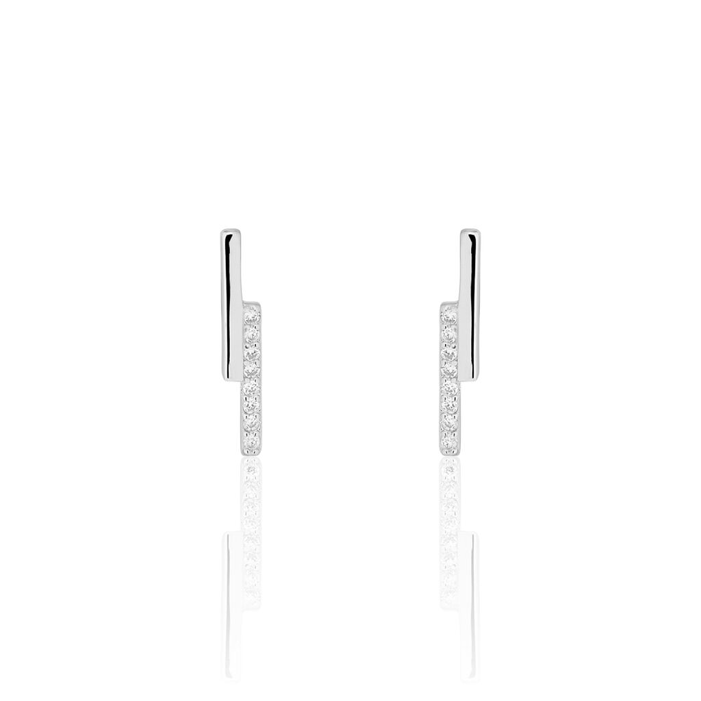Boucles D'oreilles Puces Kolyane Argent Blanc Oxyde De Zirconium - Puces Femme | Marc Orian