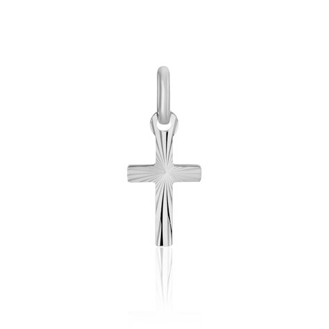 Pendentif Bathilde Croix Striee Or Blanc - Pendentifs Famille | Marc Orian