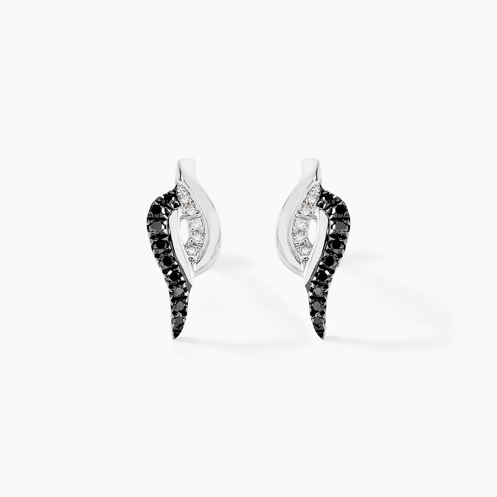 Boucles D'oreilles Puces Sculptural Or Blanc Diamant - Puces Femme | Marc Orian