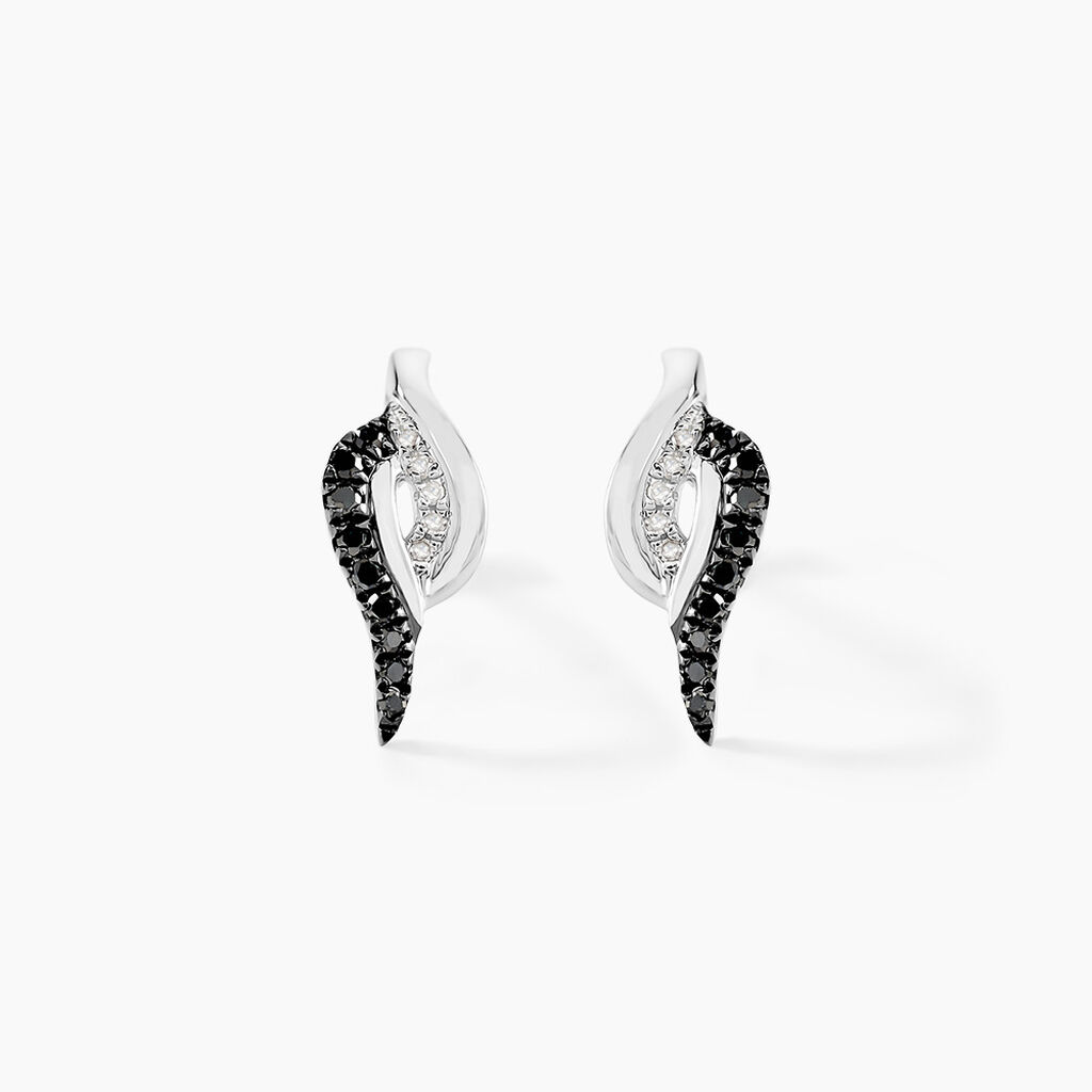 Boucles D'oreilles Puces Sculptural Or Blanc Diamant - Puces Femme | Marc Orian