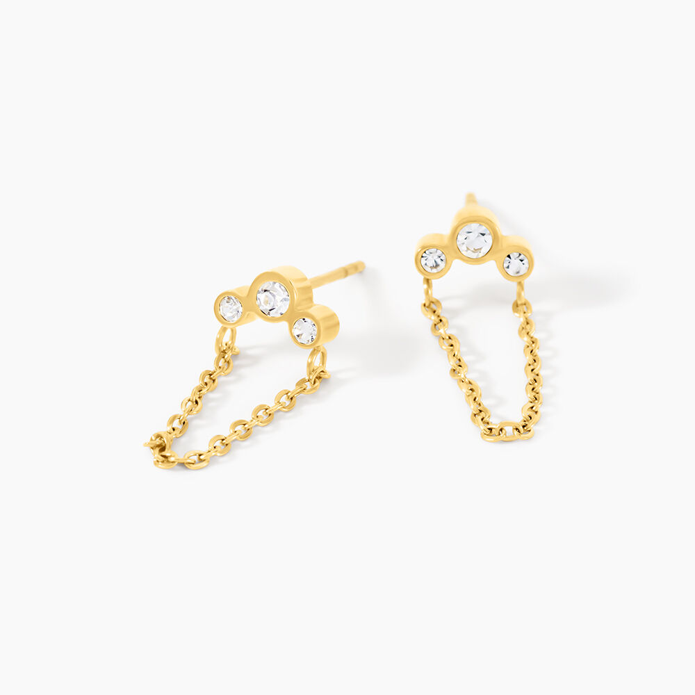 Boucles D'Oreilles Puces Sheima Acier Jaune Cristal - Puces Femme | Marc Orian