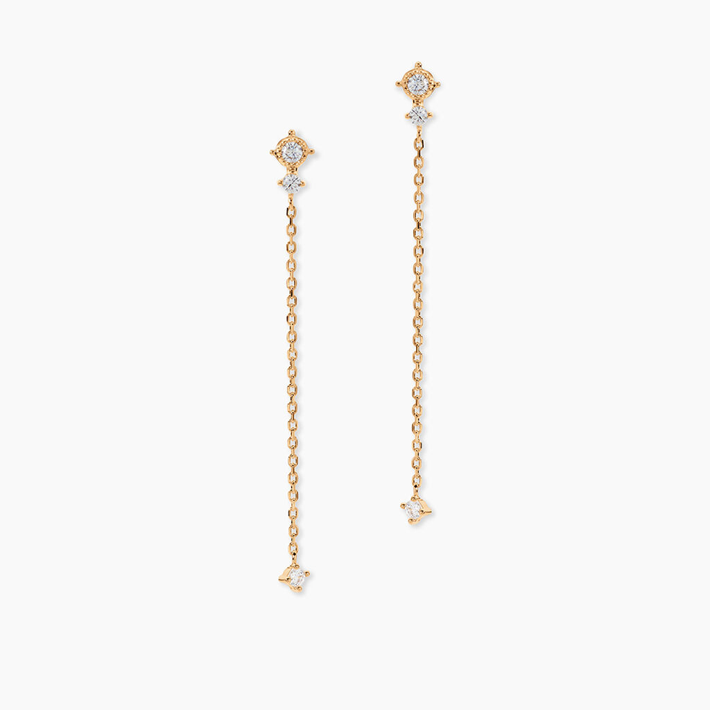 Boucles D'oreilles Pendantes &eacute;clat Perl&eacute; Plaqu&eacute; Or Oxyde De Zirconium - Pendantes Femme | Marc Orian