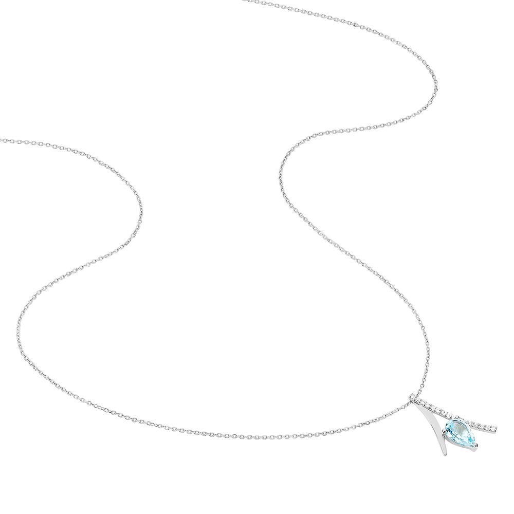 Collier Electa Or Blanc Topaze Et Oxyde De Zirconium - Colliers avec pierres Femme | Marc Orian