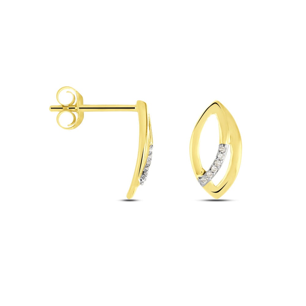 Boucles D'oreilles Or Jaune Svena Diamant - Puces Femme | Marc Orian