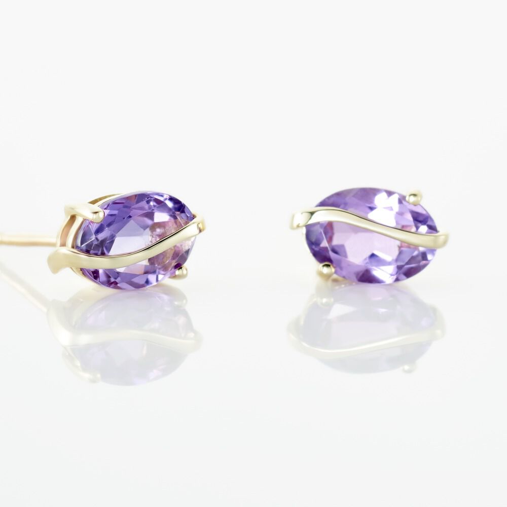 Boucles D'oreilles Puces Or Jaune Prudencia Améthystes - Puces Femme | Marc Orian