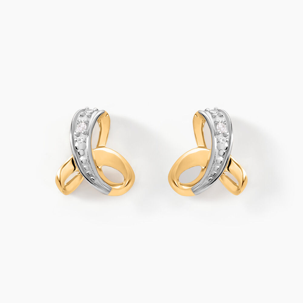 Boucles D'oreilles Puces Volute Or Jaune Diamant - Puces Femme | Marc Orian