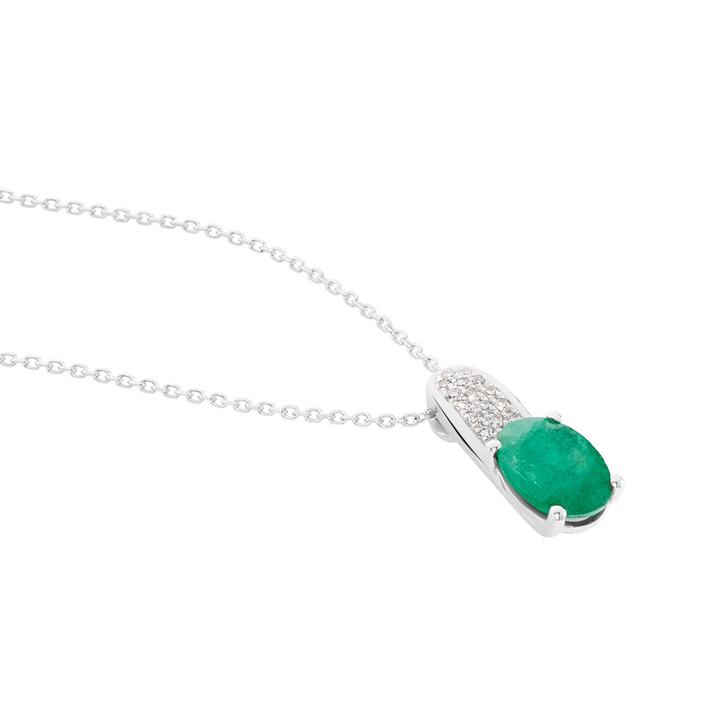 Collier Crista Or Blanc Emeraude Et Diamant - Colliers avec pierres Femme | Marc Orian