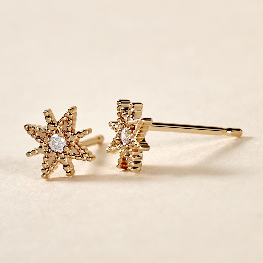 Boucles D'oreilles Puces Frea Plaqué Or Jaune Oxyde De Zirconium - Puces Femme | Marc Orian