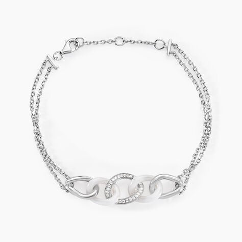 Bracelet Link Argent Blanc Céramique Et Oxyde De Zirconium - Bracelets chaînes Femme | Marc Orian