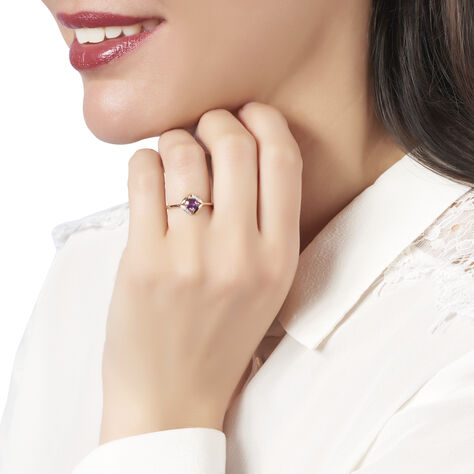 Bague Or Rose Amethyste Et Diamant - Bagues Femme | Marc Orian