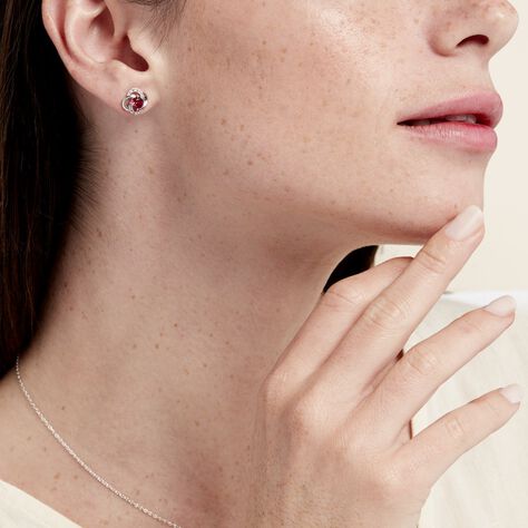 Boucles D'oreilles Puces Argent Blanc Clover Verre Oxydes De Zirconium - Clous d'oreilles Femme | Marc Orian
