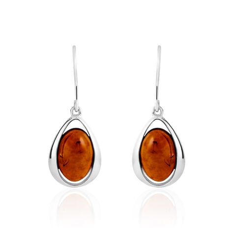 Boucles D'oreilles Pendantes Hilda Argent Blanc Ambre - Pendantes Femme | Marc Orian