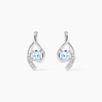 Boucles D'oreilles Sagesse Or Blanc Topaze Oxyde - Puces Femme | Marc Orian