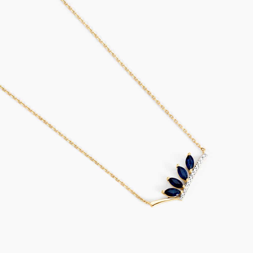 Collier Navette Or Jaune Saphir Diamant - Colliers avec pierres Femme | Marc Orian