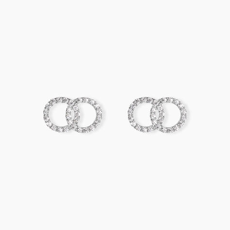 Boucles D'oreilles Puces Iwa Argent Blanc Oxyde De Zirconium - Puces Femme | Marc Orian